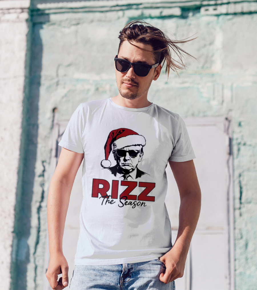 Rizz The Season Santa Hat Sunglasses Christmas T-Shirt