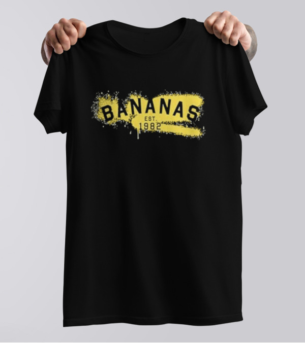 Bananas Est 1982 Vintage Graffiti Style Yellow Brushstroke T-Shirt
