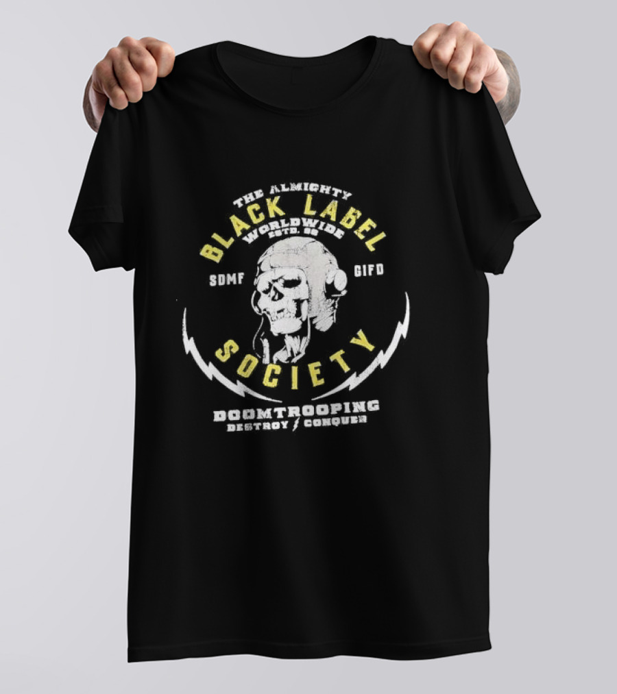 The Almighty Black Label Society Worldwide Doomtrooping Destroy Conquer Skull T-Shirt