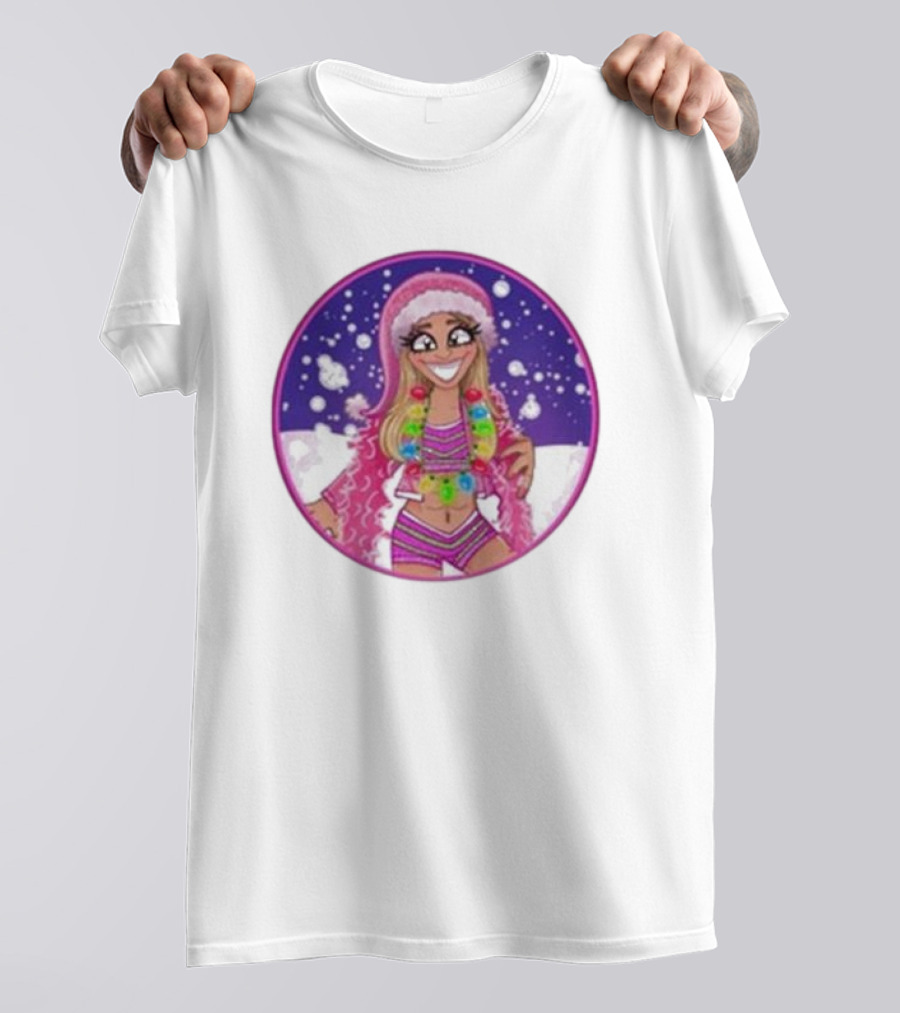 Merry Brittmas Wrestling Funny Christmas Outfit Santa Hat Cartoon T-Shirt