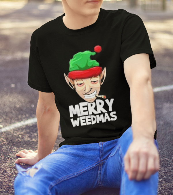Merry Weedmas Elf Smoking 420 T-Shirt