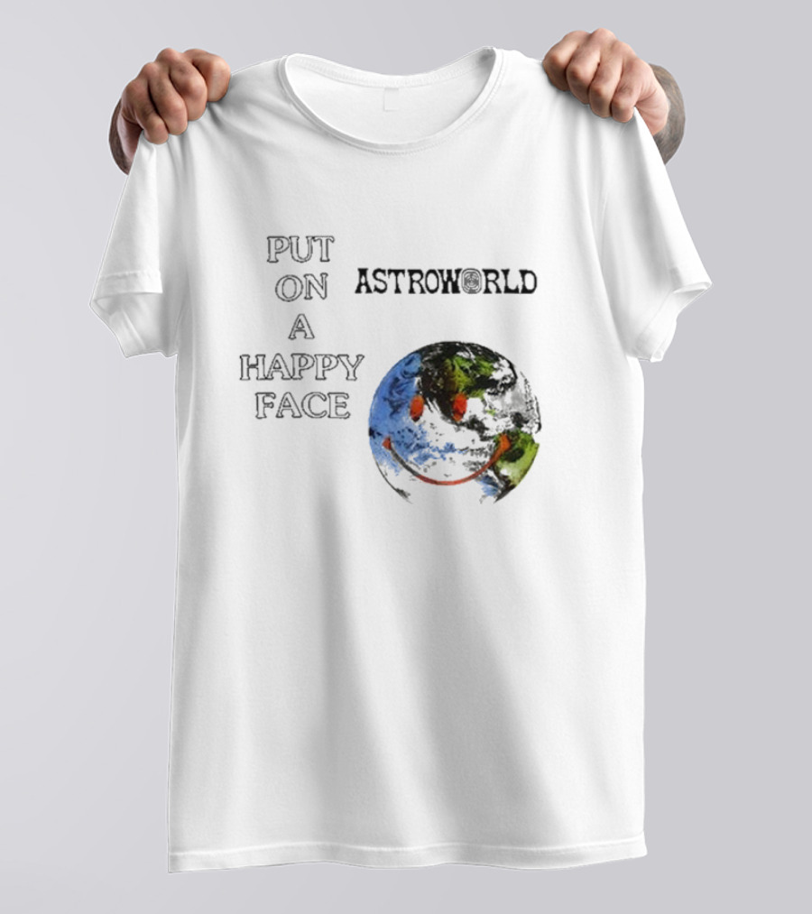 Put On A Happy Face Astroworld Smiley Earth T-Shirt