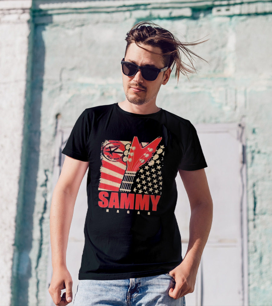 Sammy Hagar Red Rocker American Flag Guitar T-Shirt