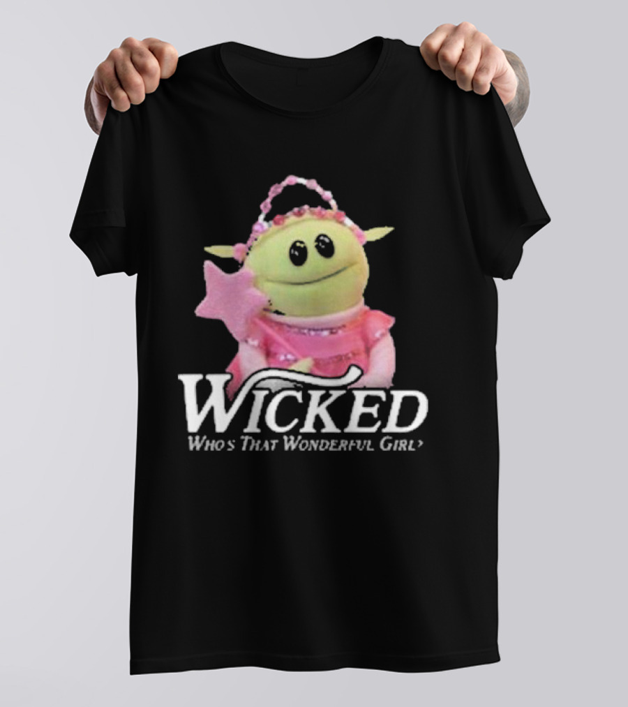 Wicked Who’s That Wonderful Girl Green Alien With Pink Wand And Dress T-Shirt