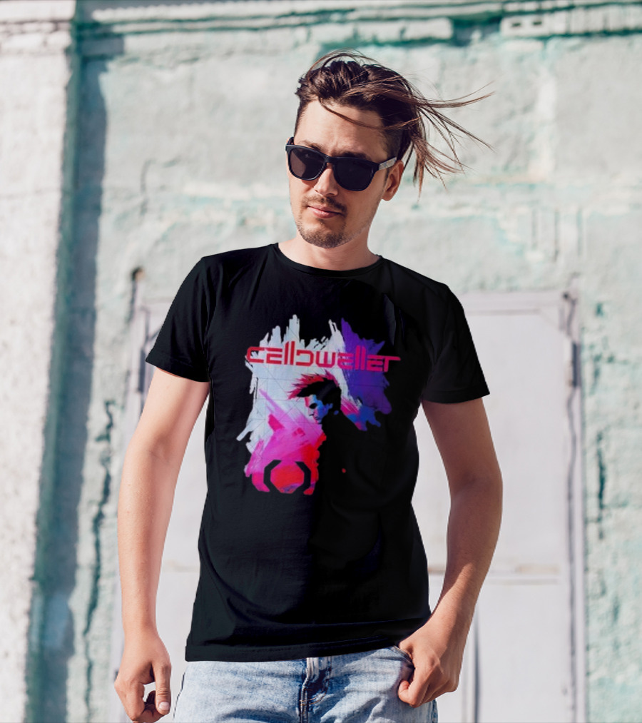 Celldweller The Sentinel Neon Abstract Portrait With Geometric Accent T-Shirt