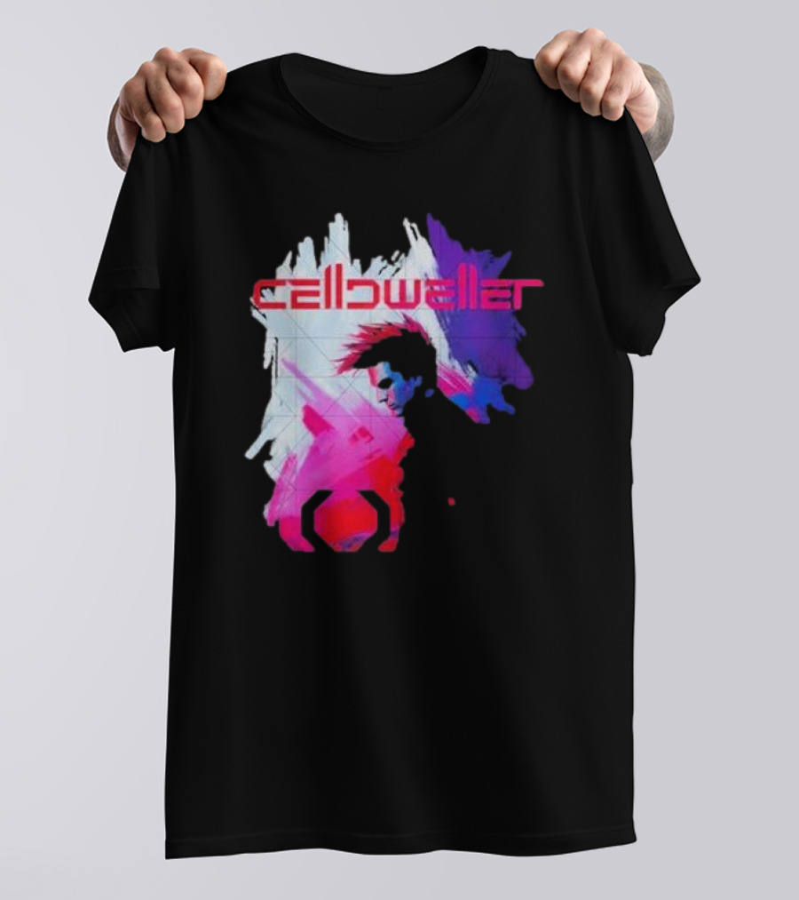 Celldweller The Sentinel Neon Abstract Portrait With Geometric Accent T-Shirt