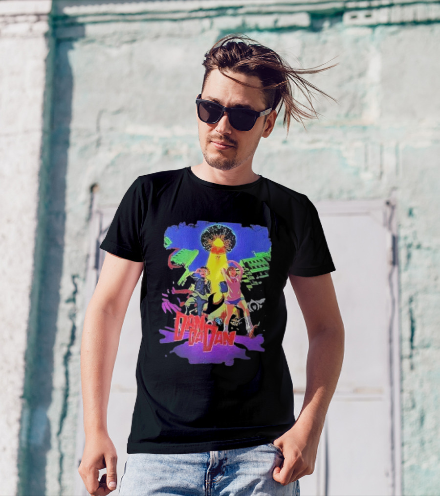 Dan Da Dan Manga Anime UFO Adventure Neon Colors T-Shirt
