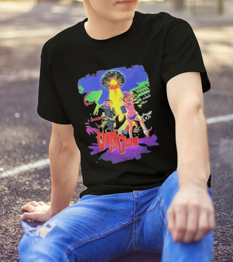 Dan Da Dan Manga Anime UFO Adventure Neon Colors T-Shirt