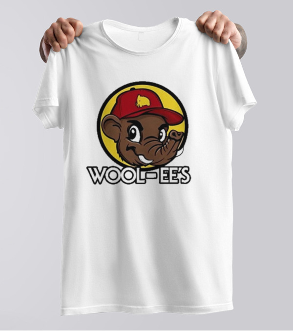 WOOLI WOOL-EES WOOL-EE'S RED CAP HAPPY ELEPHANT ICON YELLOW BACKGROUND T-Shirt