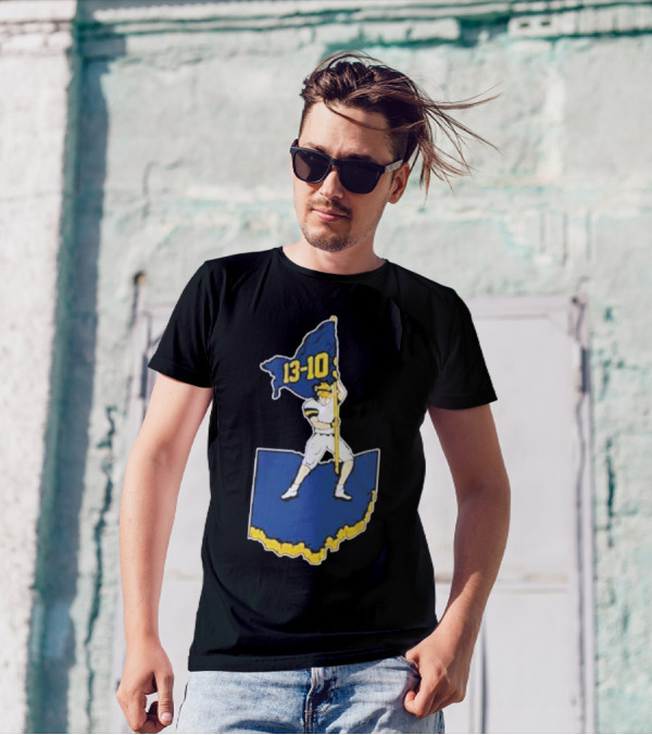 13-10 Michigan Flag Football Victory Over Ohio Outline T-Shirt