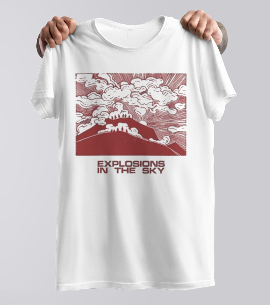 Explosions In The Sky Red Clouds Mountain Landscape T-Shirt