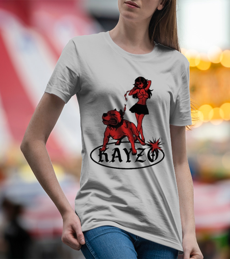Kayzo Unleashed Red Dog And Woman T-Shirt