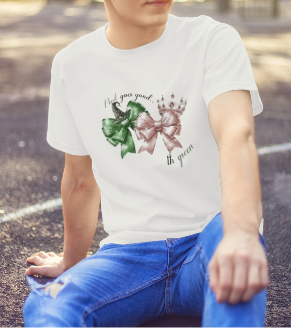 Wicked Pink Goes Good With Green Bows Crown Hat T-Shirt