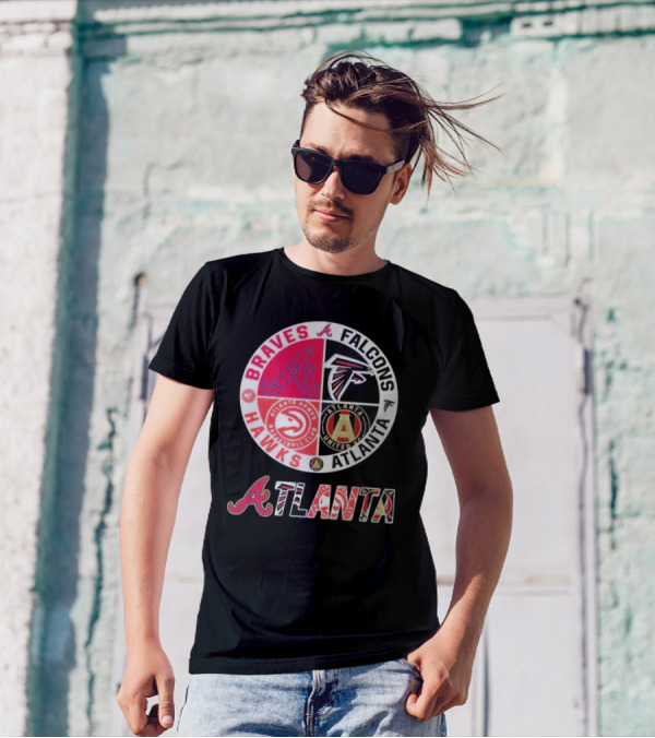 Atlanta Braves Falcons Hawks United FC Logos T-Shirt