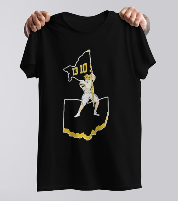 Michigan Wolverines 13-10 Flag Plant Victory T-Shirt
