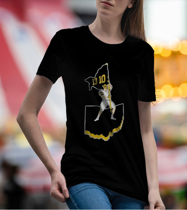 Michigan Wolverines 13-10 Flag Plant Victory T-Shirt