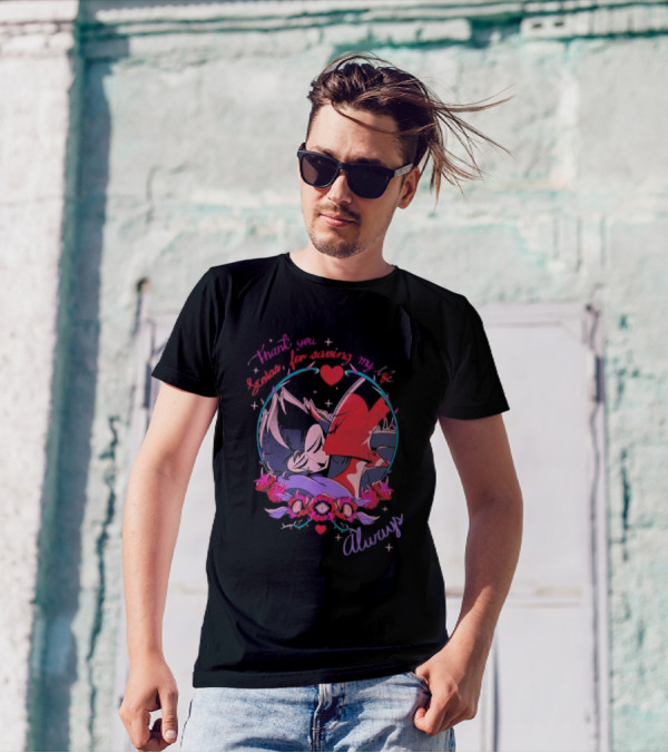 Thank You Scolas For Saving My Life Always Heart And Roses Motif T-Shirt