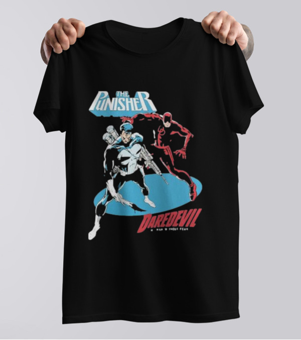 The Punisher Versus Daredevil The Man Without Fear Showdown Iconic Comic Heroes T-Shirt