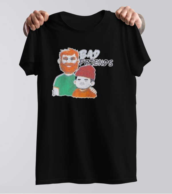 Bad Friends Cartoon Characters With Beard And Beanie T-Shirt