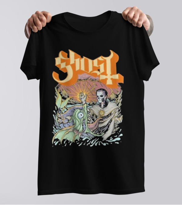 Ghost Papa Emeritus And The Whale With Oceanic Scene T-Shirt