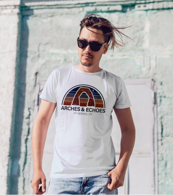 ARCHES ECHOES ST GEORGE UTAH RED ROCK NIGHT SKY MOON T-Shirt