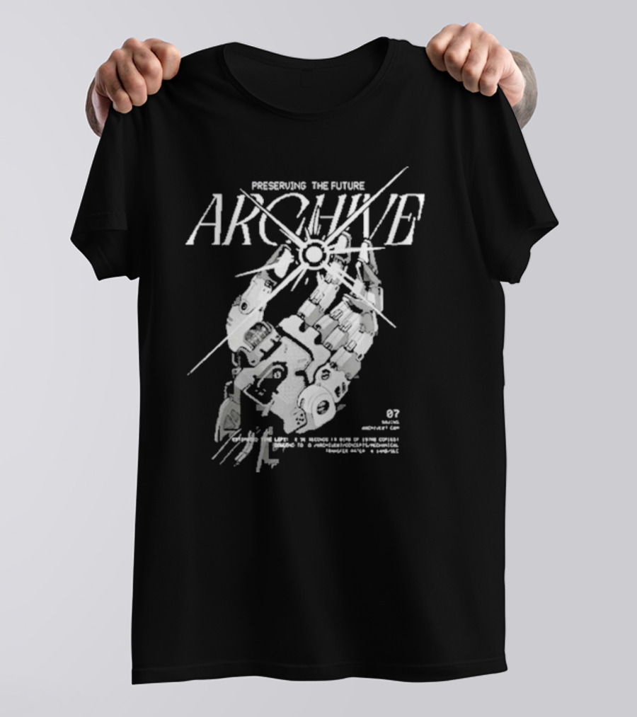 Preserving The Future Archive Mechanical Hand 07 Analog Memory Backup System T-Shirt