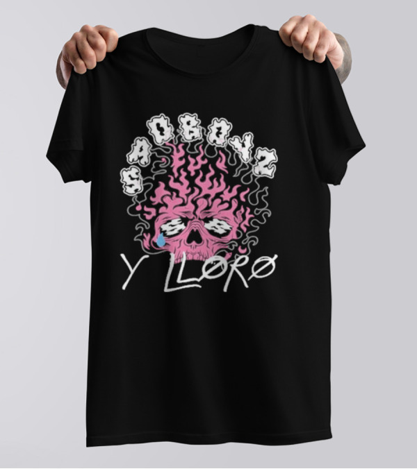 SAD BOYZ Y LLORO Flaming Pink Skull With Tears T-Shirt