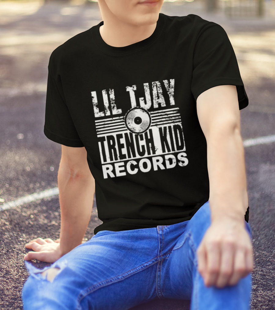 Lil Tjay Trench Kid Records Vintage Vinyl T-Shirt