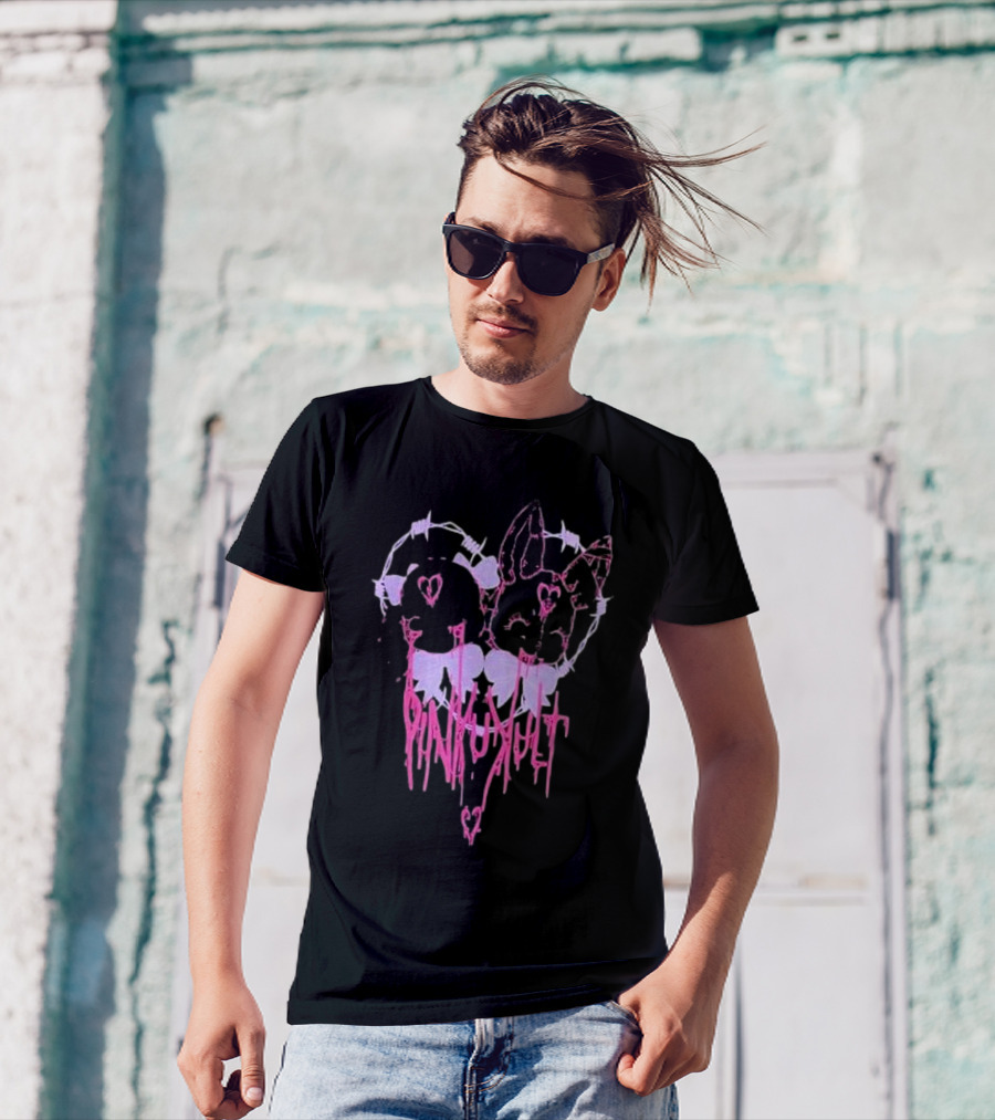 Pinku Kult Heart Barbed Wire Bunnies T-Shirt