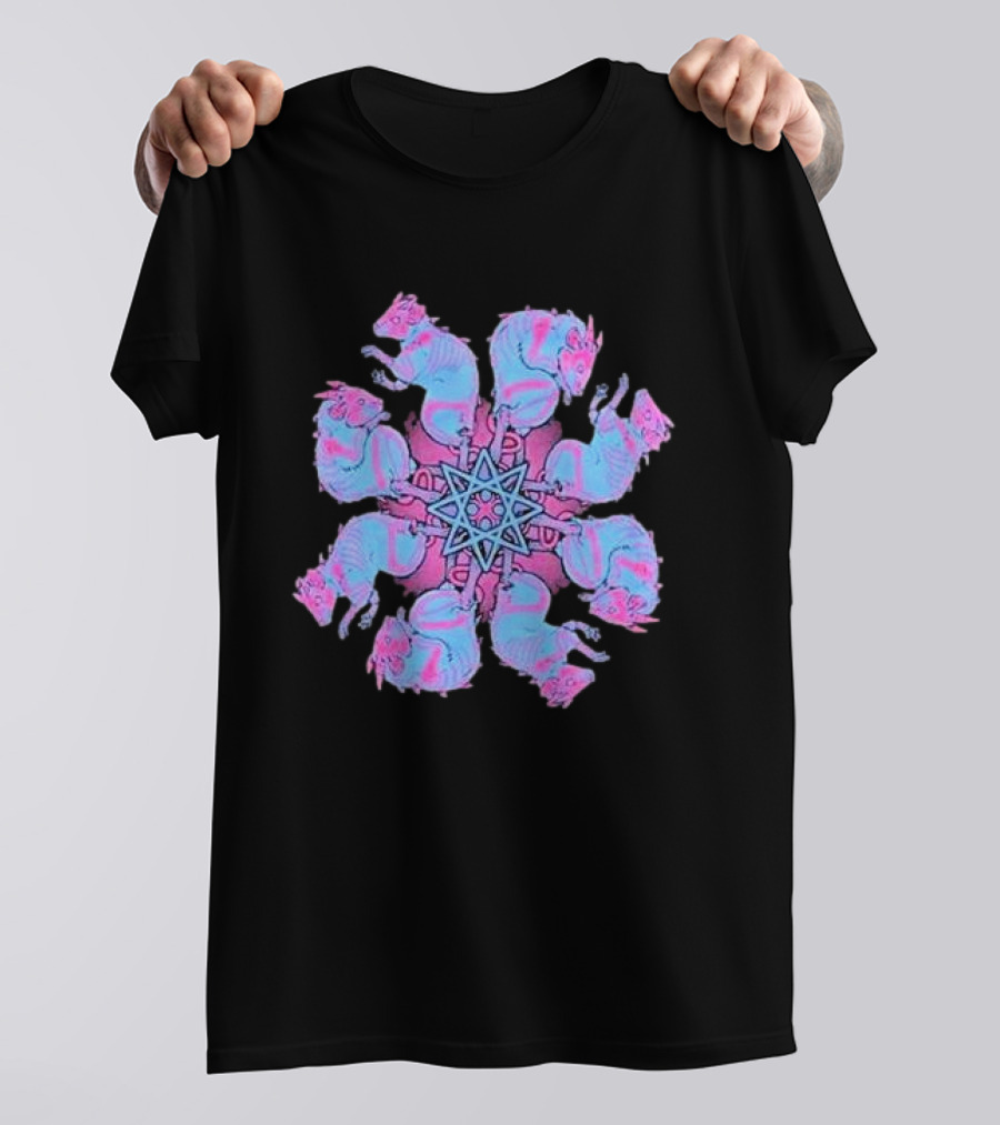 Pinku Kult Rat King Star Pattern Circular T-Shirt