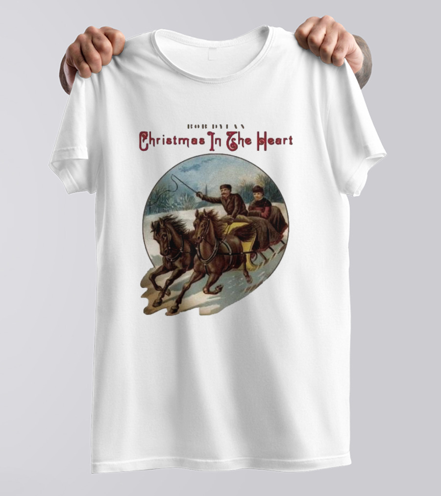 Bob Dylan Christmas In The Heart Vintage Sleigh Ride Scene T-Shirt