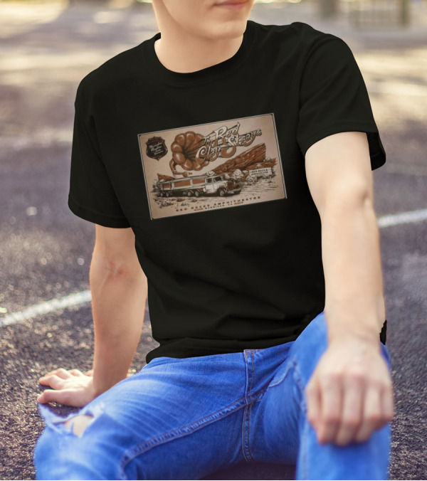The Red Clay Strays Live At Red Rocks Amphitheatre Morrison CO Sep 14 2025 Vintage Truck And Scenic Rock Formation T-Shirt