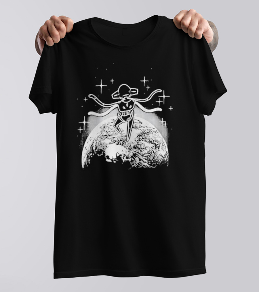 Snacky Boy Deoxys Floating Above Earth With Stars T-Shirt