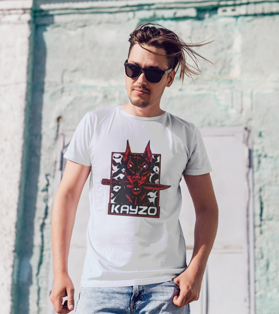 Kayzo Knife Dog Logo With Red And Black T-Shirt