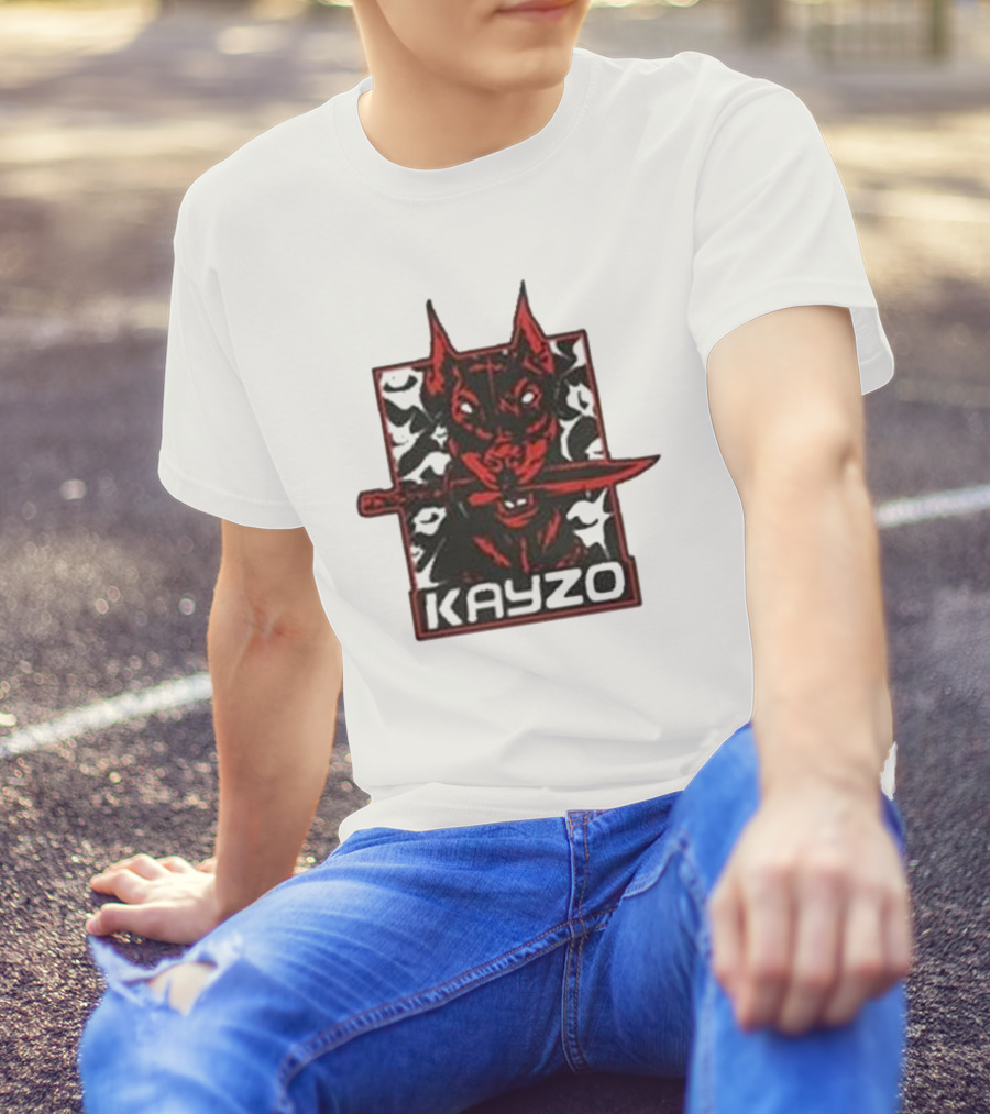 Kayzo Knife Dog Logo With Red And Black T-Shirt