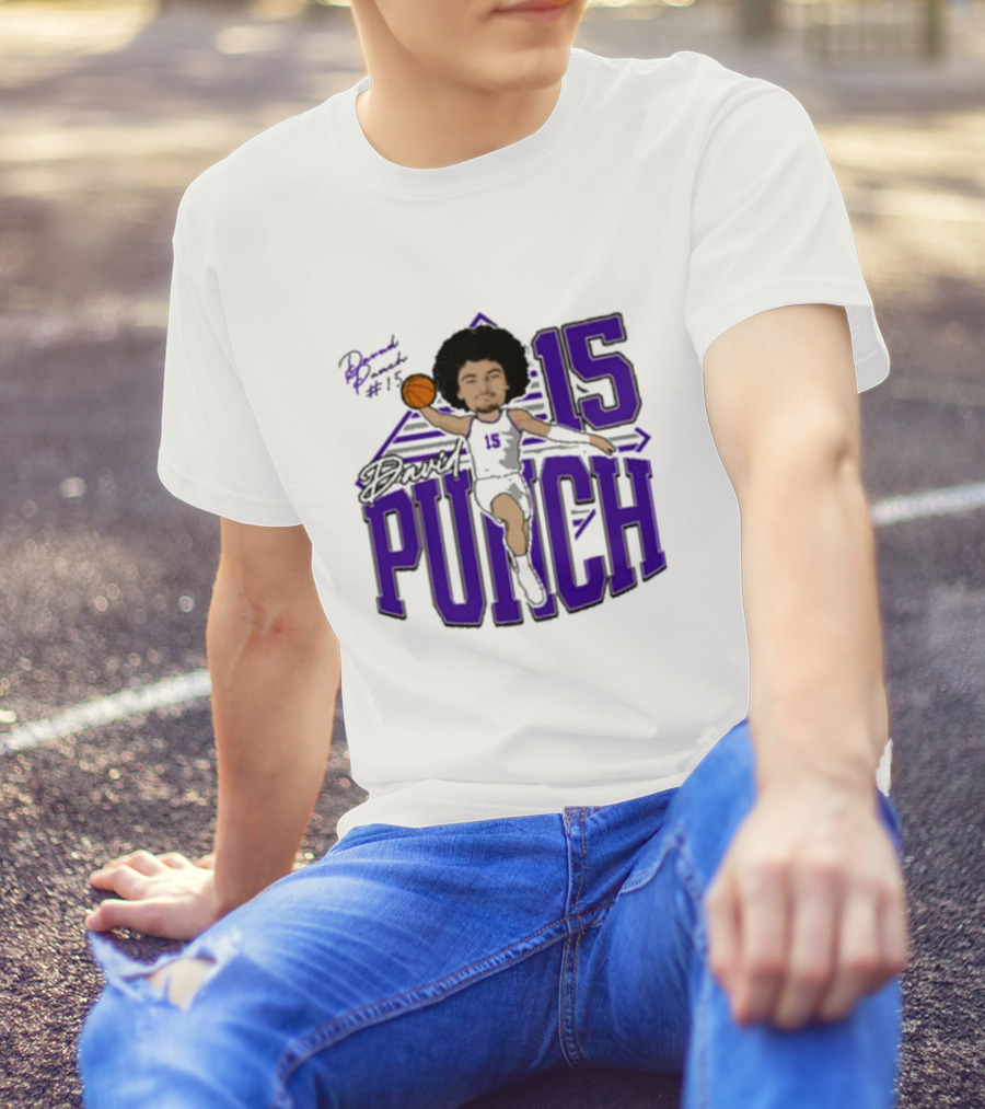 David Punch #15 TCU Basketball Player Caricature T-Shirt
