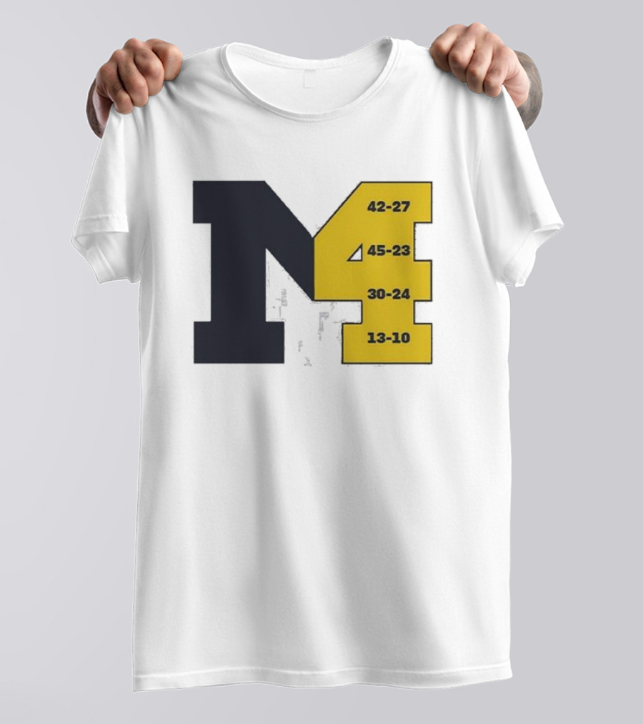 M4 Michigan Victory Scores 42-27 45-23 30-24 13-10 T-Shirt