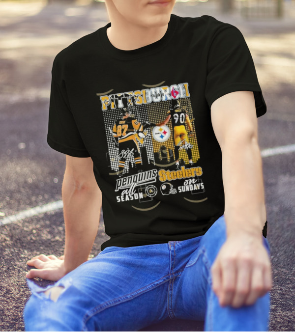 Pittsburgh Penguins Steelers All Season Sundays Steelers Penguins T-Shirt