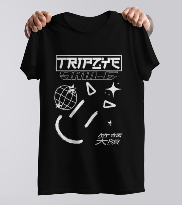 Tripzye Smile Globe With Stars And Smiley Elements 笑顔 T-Shirt