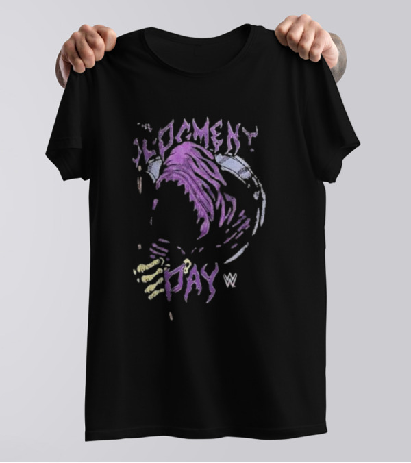 WWE The Judgment Day Grim Reaper Purple Cloaked Skeleton T-Shirt