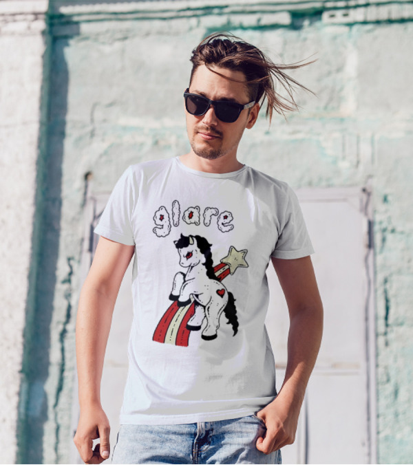 Glare Unicorn With Heart On Rainbow And Star T-Shirt