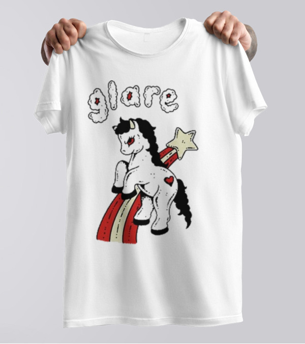 Glare Unicorn With Heart On Rainbow And Star T-Shirt