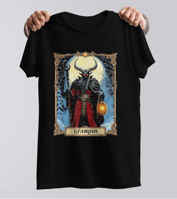 Merry Krampus Tarot Card Christmas Horror Ugly Sweater Xmas T-Shirt