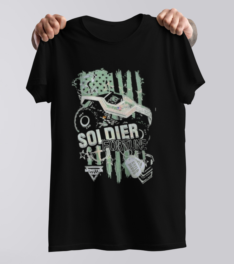 Soldier Fortune Monster Jam Truck American Flag Youth T-Shirt