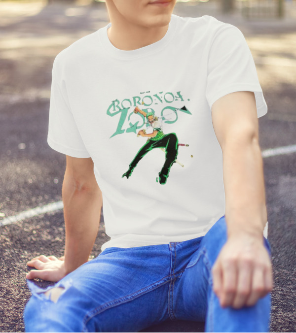 BAIT X One Piece Roronoa Zoro Green Sword Action T-Shirt