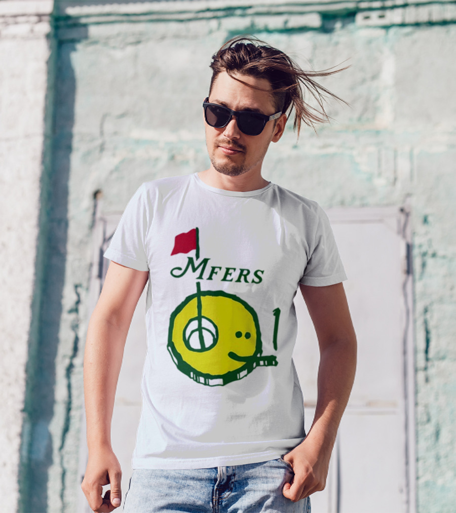 Mfers Sartosh Pitito Golf Flag Yellow Face T-Shirt