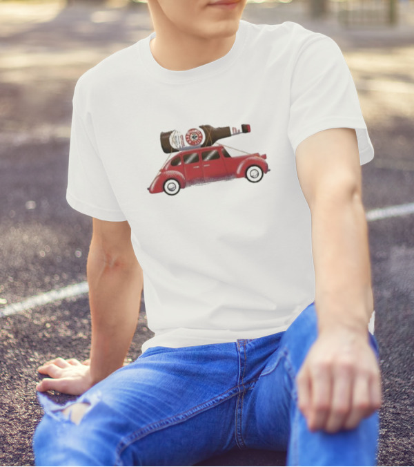 Pittsburgh Brewing Iron City Holiday Beer Bottle Vintage Red Car T-Shirt