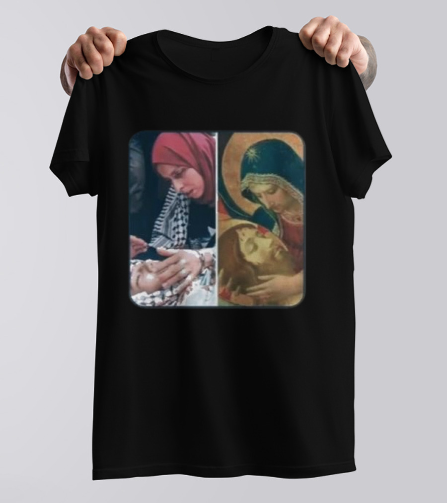 Icon Gaza Hamas Pietà Juxtaposition T-Shirt