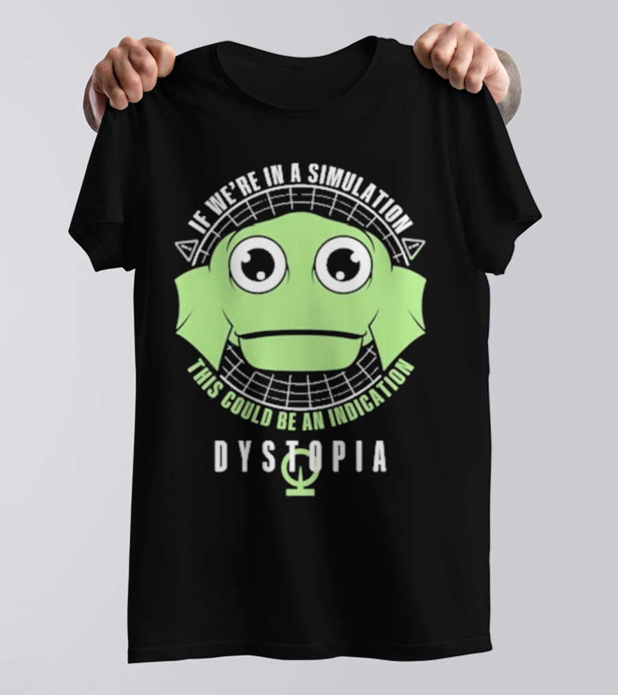 Simulation Indication Dystopia Wormstin Green Alien Face T-Shirt