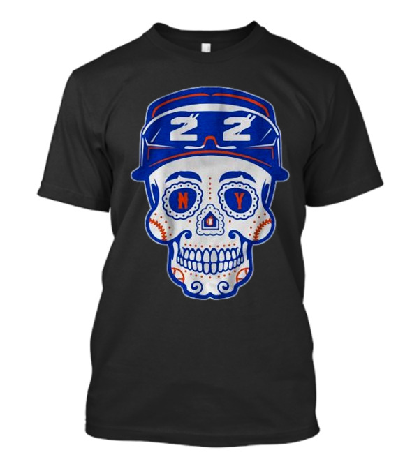 NY 22 Baseball Sugar Skull T-Shirt